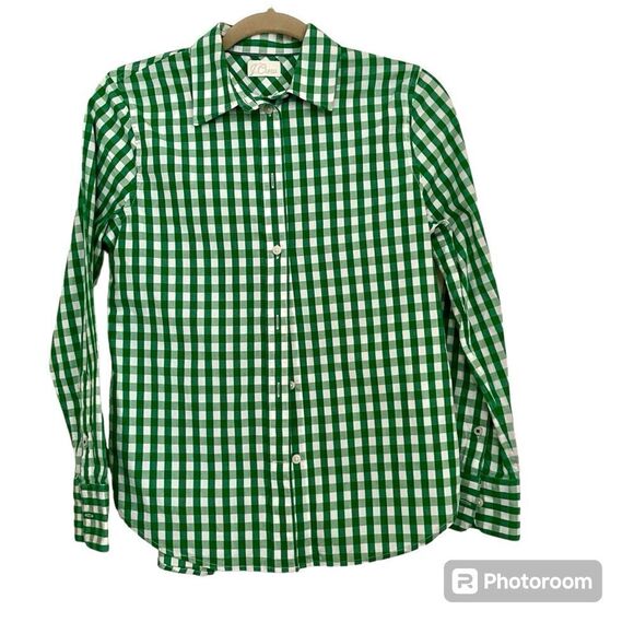 J.Crew Kelley Green and White Checked Shirt - Picture 3 of 9
